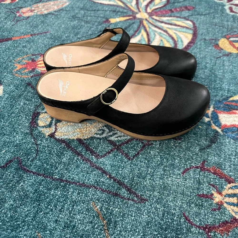Dansko Bria Mary Jane Clogs Genuine Leather Shoes - Picture 3 of 5